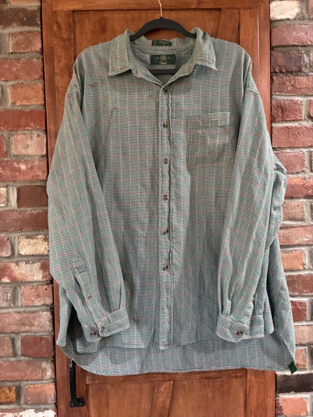 Orvis Green and Cream Plaid Long-Sleeve Button Shirt